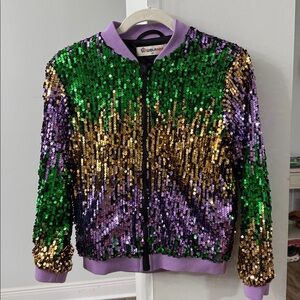 LARA Kids Sequin Jacket - Green, Purple, and Gold